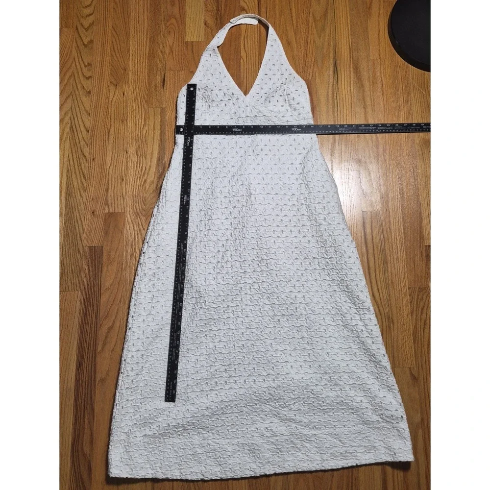 A New Day White Eyelet Halter Midi Dress Smocked Back Cotton Blend Womens Large